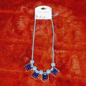 💚Nwt Silver & Blue Fashion Necklace